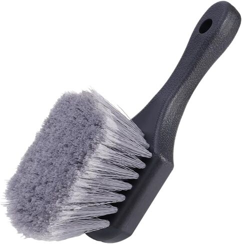Wheel & Tire Brush for Car Rim, Soft Bristle Car Wash Brush, Cleaning Tires & Releases Dirt and Road Grime, Short Handle for Easy Scrubbing Black (20.5x7cm) in Saudi Arabia