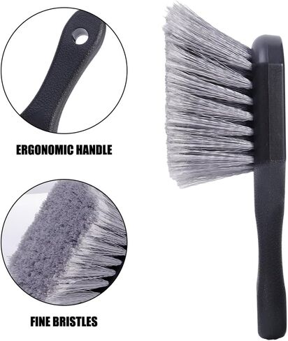Wheel & Tire Brush for Car Rim, Soft Bristle Car Wash Brush, Cleaning Tires & Releases Dirt and Road Grime, Short Handle for Easy Scrubbing Black (20.5x7cm) in Saudi Arabia