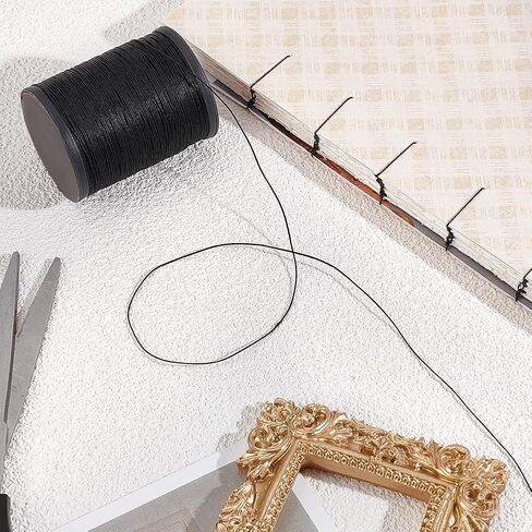 سلك شمع من الكتان الطبيعي 0.45 مم من PH PandaHall، سلك شمع بطول 218 ياردة، حبال خرز خيط أسود مشمع للخرز من أجل Bookbingding الجلود الخياطة Dreamcatcher Jewelry Macrame Project in Kuwait