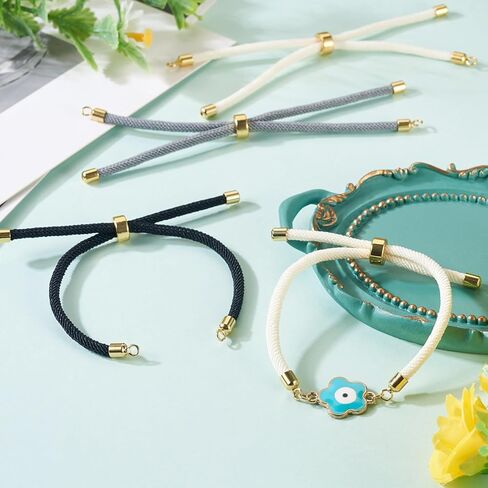 30pcs Adjustable Braided Waxed Cord Bracelets Colorful Nylon String Friendship Bracelet with Jump Rings for Jewelry Making 4.33-8.66inch in Saudi Arabia