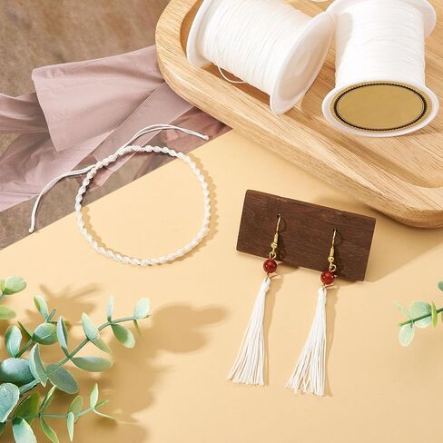 2 Rolls 0.4mm Nylon String Cord for Bracelets, Chinese Knotting Cords Bracelet String Thread for Jewelry Making Necklace Wind Chime Ornament Craft, Coconut Brown in Saudi Arabia