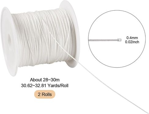 2 Rolls 0.4mm Nylon String Cord for Bracelets, Chinese Knotting Cords Bracelet String Thread for Jewelry Making Necklace Wind Chime Ornament Craft, Coconut Brown in Saudi Arabia