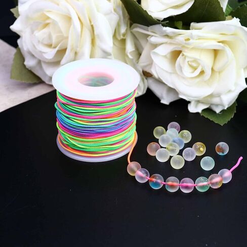 50 Meters 1mm Rainbow Elastic String, Sturdy Stretch Elastic String Cord for Jewelry Making, Necklaces, Beading in Saudi Arabia