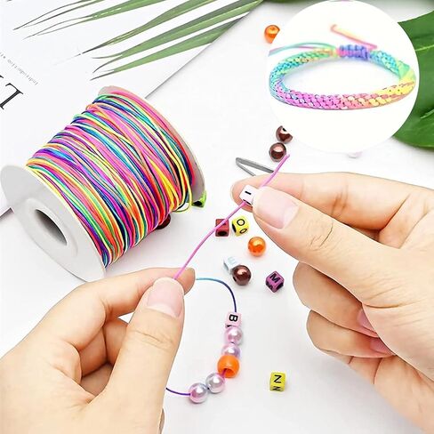 50 Meters 1mm Rainbow Elastic String, Sturdy Stretch Elastic String Cord for Jewelry Making, Necklaces, Beading in Saudi Arabia