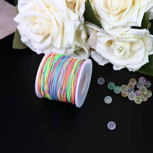 50 Meters 1mm Rainbow Elastic String, Sturdy Stretch Elastic String Cord for Jewelry Making, Necklaces, Beading in Saudi Arabia