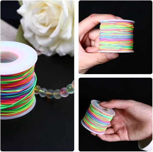 50 Meters 1mm Rainbow Elastic String, Sturdy Stretch Elastic String Cord for Jewelry Making, Necklaces, Beading in Saudi Arabia