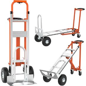 3 in1 Convertible Hand Truck, Folding Aluminum Hand Trucks 880lb Load Appliance Dolly, Heavy Duty Dolly Cart Converts Platform Cart, Portable Cart Luggage,Travel,Moving,Shopping,Office Use (Orange) in Saudi Arabia