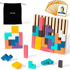 لعبة ألغاز روسية ثلاثية الأبعاد خشبية ملونة للسفر، هدية تعليمية مونتيسوري للأطفال من سن 3 إلى 6 سنوات مع 28 قطعة خشبية وحقيبة تخزين، لعبة ألغاز خشبية متراصة (حجم سفر) in Kuwait
