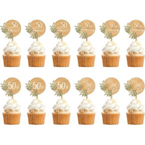 Happy 50th Anniversary Cake Topper in Wood Greeny 50 Wedding Anniversary Cake Decoration (Design 01) in Kuwait