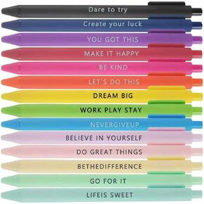 14 Pack Inspirational Ballpoint Pens with Uplifting Quotes - Black Ink Motivational Pens for School, Office, Classroom Supplies, Teacher & Student Appreciation(14 Unique Designs) in Saudi Arabia
