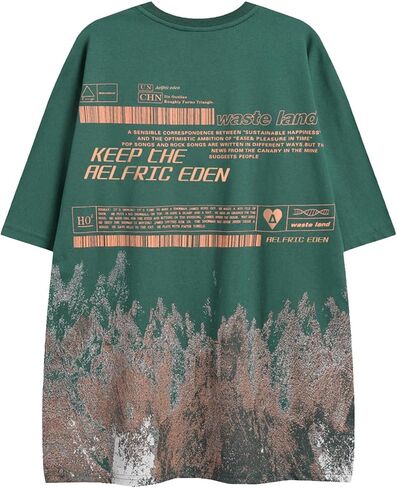 Aelfric Eden Mens Oversized Graphic Tee Summer Unisex Hipster Printed Casual Harajuku Top Tshirt in Kuwait