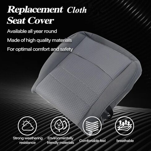SecosAutoparts Driver Side Bottom and Top Lean Back Replacement Cloth Seat Cover Gray Compatible with Dodge Ram 1500 2500 3500 4500 5500 2013 2014 2015 2016 2017 2018 in Saudi Arabia