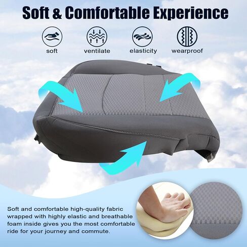 SecosAutoparts Driver Side Bottom and Top Lean Back Replacement Cloth Seat Cover Gray Compatible with Dodge Ram 1500 2500 3500 4500 5500 2013 2014 2015 2016 2017 2018 in Saudi Arabia