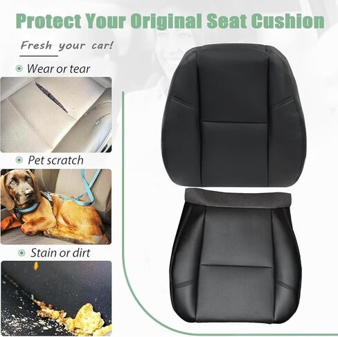 Priprilod Perforated Driver＆Passenger Side Bottom＆Top Lean Back Rerplacement Seat Cover Black（# 194, 196, 197） Compatible with Cadillac Escalade 2007 2008 2009 2010 2011 2012 2013 2014 in Saudi Arabia