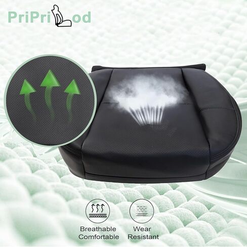 Priprilod Perforated Driver＆Passenger Side Bottom＆Top Lean Back Rerplacement Seat Cover Black（# 194, 196, 197） Compatible with Cadillac Escalade 2007 2008 2009 2010 2011 2012 2013 2014 in Saudi Arabia