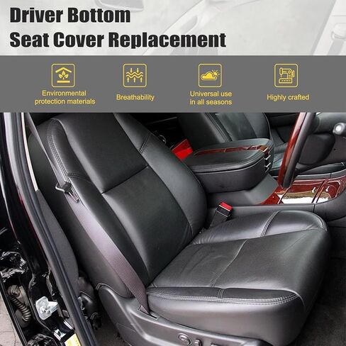 Priprilod Perforated Driver＆Passenger Side Bottom＆Top Lean Back Rerplacement Seat Cover Black（# 194, 196, 197） Compatible with Cadillac Escalade 2007 2008 2009 2010 2011 2012 2013 2014 in Saudi Arabia