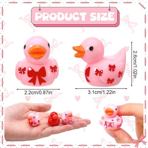 32pcs Valentine's Day Resin Ducks, Tiny Valentine Ducks Figures, Valentines Gifts for Kids, Mini Love Heart Duck Holiday Ducky for Valentines Party Favors, Classroom Exchange Prizes, 4 Styles in Saudi Arabia