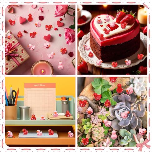32pcs Valentine's Day Resin Ducks, Tiny Valentine Ducks Figures, Valentines Gifts for Kids, Mini Love Heart Duck Holiday Ducky for Valentines Party Favors, Classroom Exchange Prizes, 4 Styles in Saudi Arabia