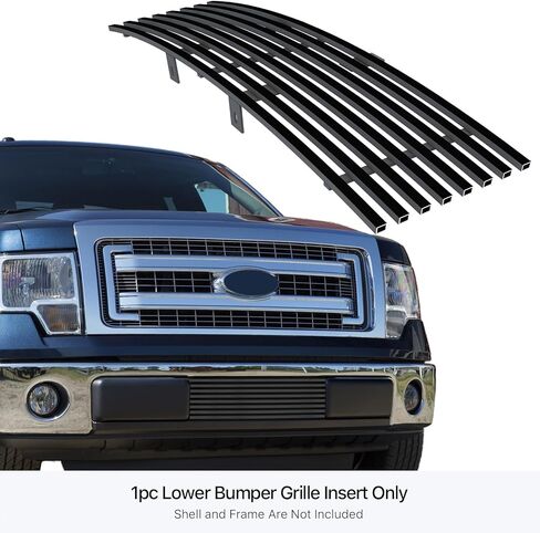 APS قسط الفولاذ المقاوم للصدأ الأسود 8x6 أفقي البليت مصبغة شواء إدراج متوافق مع فورد F150 2009 2010 2011 2012 2013 2014 المصد السفلي N19-J98766F in Saudi Arabia