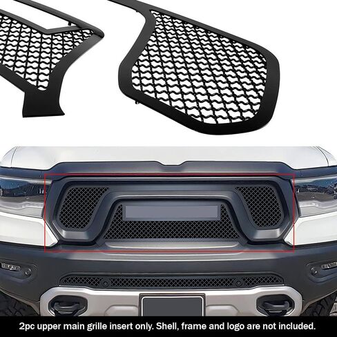 APS Premium Stainless Steel Black Mesh Grille Grill Insert Compatible with Ram 1500 2019 20 21 22 23 2024 Rebel Main Upper N19-K30257D in Saudi Arabia