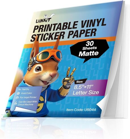Uinkit 100% Clear Vinyl Sticker Paper - Letter Size (8.5"x11") | Crystal Clear, Waterproof & Removable Labels for Professional Product Packaging, Glass Jars & Custom | 30 Sheet Packs for Business in Kuwait