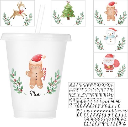 Colarr 8 Sheet Christmas UV Dtf Cup Wraps Letter Name Sticker for 12-24oz Tumbler Christmas Rub on Transfer Santa Claus Snowman Xmas UV Dtf Cup Wrap Decal for Glass Water Bottle Decoration DIY Craft in Saudi Arabia