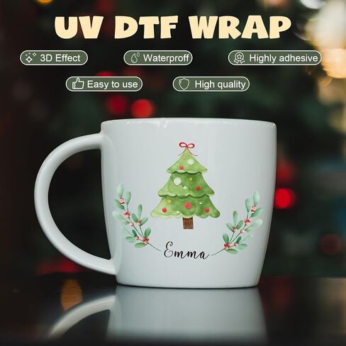 Colarr 8 Sheet Christmas UV Dtf Cup Wraps Letter Name Sticker for 12-24oz Tumbler Christmas Rub on Transfer Santa Claus Snowman Xmas UV Dtf Cup Wrap Decal for Glass Water Bottle Decoration DIY Craft in Saudi Arabia