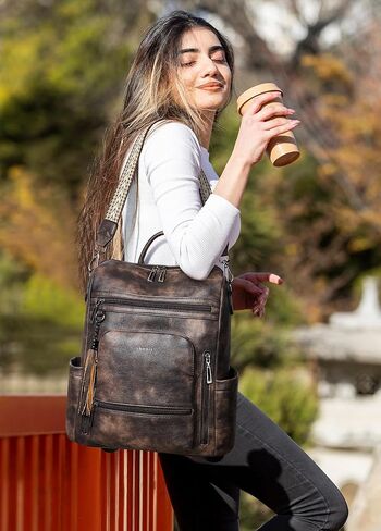 Shrrie Fashion Vegan Leather Backpack Purse for Women,Fits 15.6 Inch Laptop for Work Travel School in Saudi Arabia