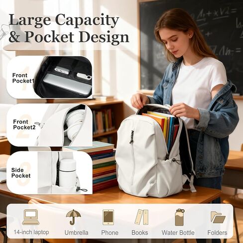 weradar Simple Black School Backpack For Women Men,Waterproof College Backpack,High School Bookbag For Teens Boys Girls,Lightweight Casual Daypack Travel Backpack in Saudi Arabia