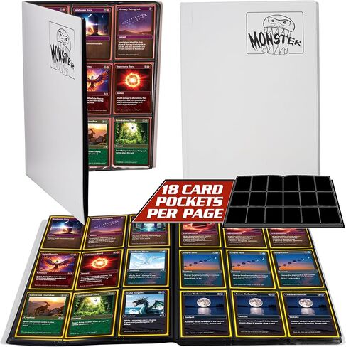 Monster 9 Pocket Trading Card Album- 20 Side Loading, Theft Deterrent, Padded Pages that Hold up to 360 cards - compatible with Yugioh, MTG, Magic The Gathering, Pokémon & Sport Cards - Holofoil Green in Kuwait
