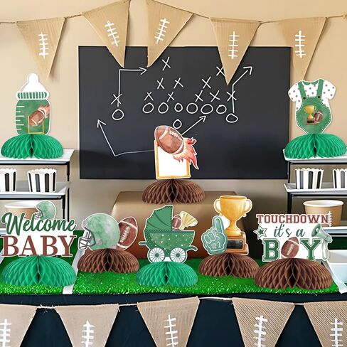 Football Baby Shower Decoration Boy, 8pcs Touchdown It’s a Boy Decoration Honeycomb Centerpiece Rugby Table Decoration for Football Sport Baby Shower Gender Reveal Decoration in Saudi Arabia