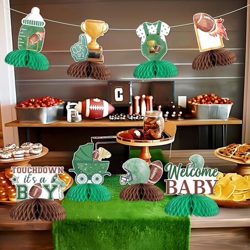 Football Baby Shower Decoration Boy, 8pcs Touchdown It’s a Boy Decoration Honeycomb Centerpiece Rugby Table Decoration for Football Sport Baby Shower Gender Reveal Decoration in Saudi Arabia