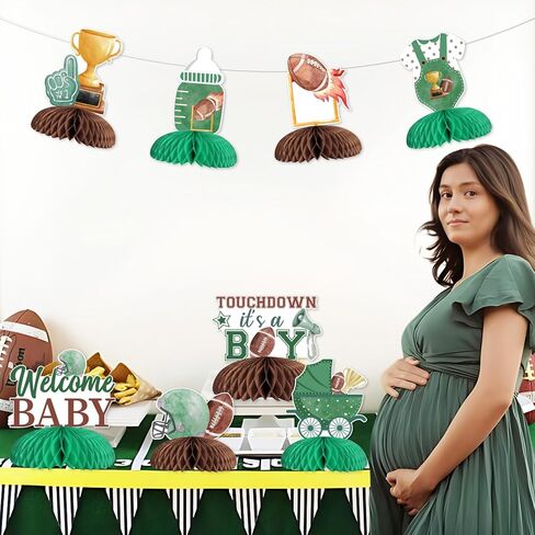Football Baby Shower Decoration Boy, 8pcs Touchdown It’s a Boy Decoration Honeycomb Centerpiece Rugby Table Decoration for Football Sport Baby Shower Gender Reveal Decoration in Saudi Arabia