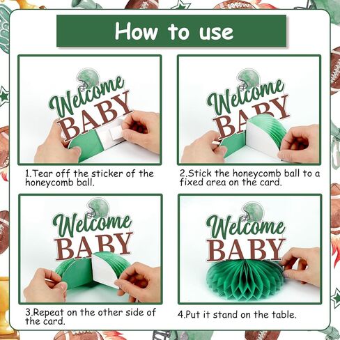 Football Baby Shower Decoration Boy, 8pcs Touchdown It’s a Boy Decoration Honeycomb Centerpiece Rugby Table Decoration for Football Sport Baby Shower Gender Reveal Decoration in Saudi Arabia