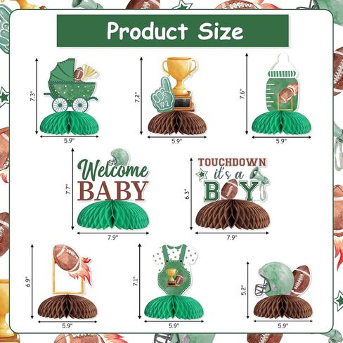 Football Baby Shower Decoration Boy, 8pcs Touchdown It’s a Boy Decoration Honeycomb Centerpiece Rugby Table Decoration for Football Sport Baby Shower Gender Reveal Decoration in Saudi Arabia