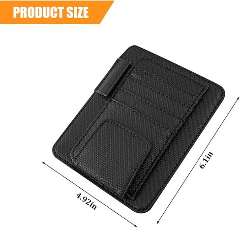 Car Sun Visor Organizer, PU Leather Vehicle Visor Document Storage Pocket for Sunglass Card Pen, Multifunctional Automotive Interior Holder Accessories, Universal Fit (Carbon Black) in Saudi Arabia