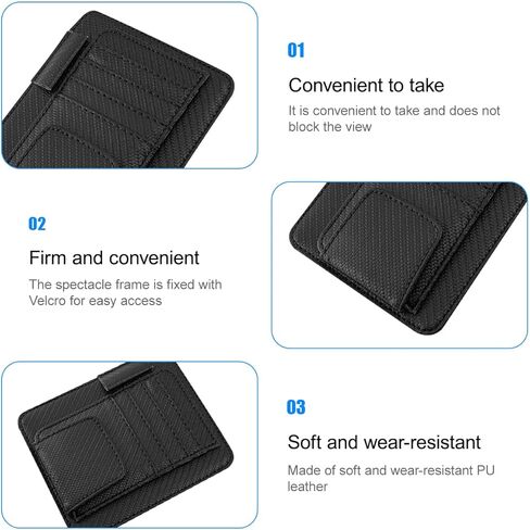 Car Sun Visor Organizer, PU Leather Vehicle Visor Document Storage Pocket for Sunglass Card Pen, Multifunctional Automotive Interior Holder Accessories, Universal Fit (Carbon Black) in Saudi Arabia