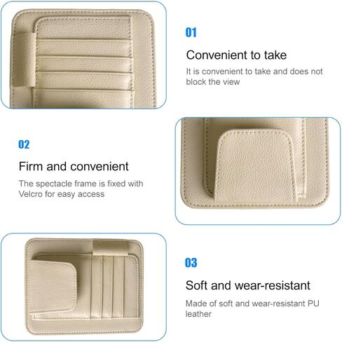 Car Sun Visor Organizer, PU Leather Vehicle Visor Document Storage Pocket for Sunglass Card Pen, Multifunctional Automotive Interior Holder Accessories, Universal Fit (Carbon Black) in Saudi Arabia