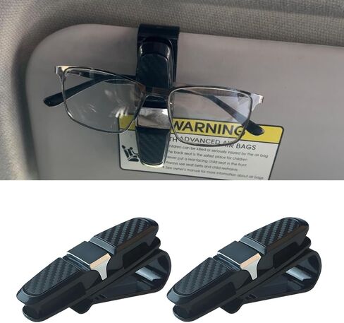 2PCS Glasses Holders for Car Sun Visor, Double-End Sunglasses Mount, 180 Degree Rotational Ticket Card Clip, Universal Auto Interior Eyeglasses Organizer Accessory for Most Cars (Black/Grey) in Saudi Arabia
