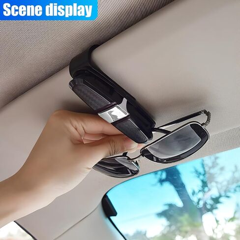 2PCS Glasses Holders for Car Sun Visor, Double-End Sunglasses Mount, 180 Degree Rotational Ticket Card Clip, Universal Auto Interior Eyeglasses Organizer Accessory for Most Cars (Black/Grey) in Saudi Arabia