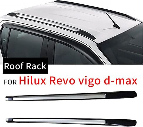 رفوف القضبان حامل سقفي لـ Hilux Revo vigo d-max 2015 2016 2017 2018 2019 2020 2021 سياج جانبي للسقف رف أمتعة معجون ألومنيوم فضي ثابت in Saudi Arabia