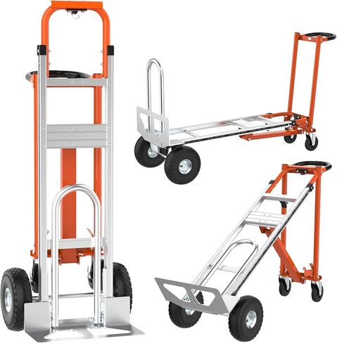 3 in1 Convertible Hand Truck, Folding Aluminum Hand Trucks 880lb Load Appliance Dolly, Heavy Duty Dolly Cart Converts Platform Cart, Portable Cart Luggage,Travel,Moving,Shopping,Office Use (Orange) in Saudi Arabia