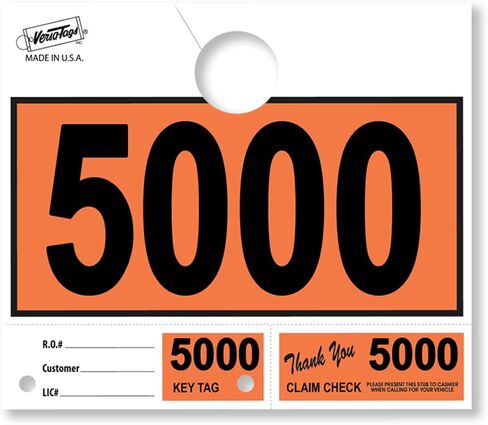 Versa-Tags 1000 Orange Car Dealer Service علامات تعليق أرقام إرسال الخدمة، علامات مفاتيح مرقمة لقسم الخدمة لمتجر إصلاح ميكانيكي 3 أجزاء حلقة مفاتيح - برتقالي (3000-3999) in Kuwait