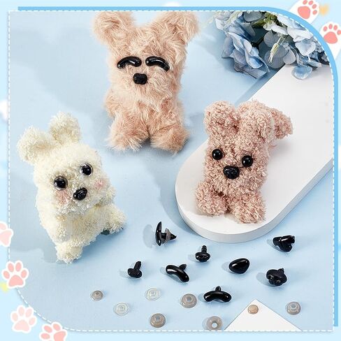 PH Pandahall 80pcs 8 Styles Plastic Matte Safety Noses, Black Crochet Animals Noses Craft Sew Dog Nose with Spacer for DIY Doll Craft Puppet Bear Teddy Bear Dog Stuffed Animals, 8~24mm in Saudi Arabia