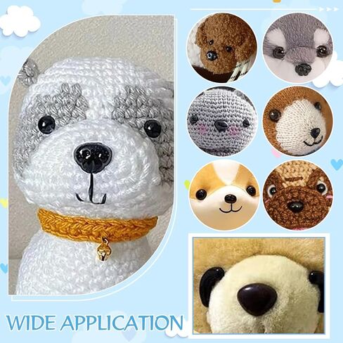 PH Pandahall 80pcs 8 Styles Plastic Matte Safety Noses, Black Crochet Animals Noses Craft Sew Dog Nose with Spacer for DIY Doll Craft Puppet Bear Teddy Bear Dog Stuffed Animals, 8~24mm in Saudi Arabia