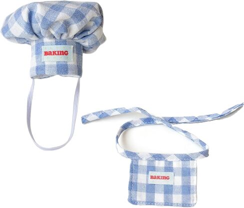 10cm Chef Outfit 2PCS Set Compatible with Labubu Cute Mini Doll Clothes Apron Hat Pink Blue Handmade Outfit Gift (Blue) in Saudi Arabia