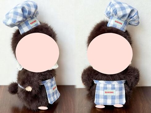 10cm Chef Outfit 2PCS Set Compatible with Labubu Cute Mini Doll Clothes Apron Hat Pink Blue Handmade Outfit Gift (Blue) in Saudi Arabia