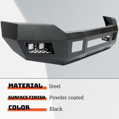 ECOTRIC Front Bumper Compatible with 2011-2016 Ford F250 F350 Super Duty W/LED Lights 3 PCS Bumper Assembly Steel Powder Coated Black (2 Packages) in Saudi Arabia