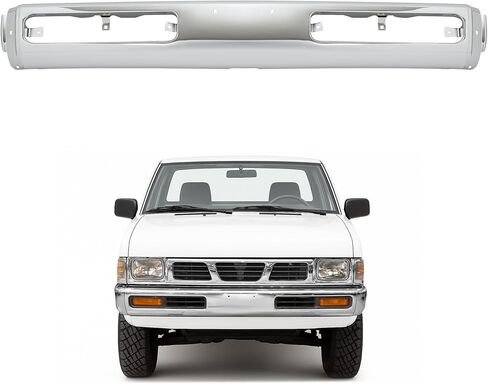 KUAFU Front Bumper Face Bar Compatible with 1993-1997 Nissan D21 Pickup & Pathfinder Models, Bumper Cover Impact Bar Replacement for 6201457G25 NI1002101 Chrome Silvery Steel in Saudi Arabia