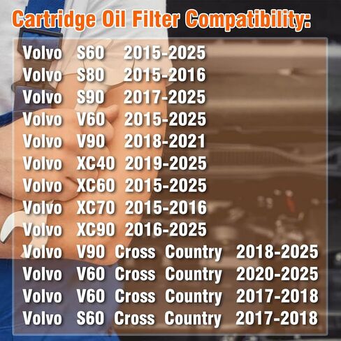 Oil Filter Compatible with VoIvo S60/V60 2015-2023, XC70/S80 2015-2016,XC40 2019-2023,XC60 2015-2023,XC70/S80 2015-2016,XC90 2016-2023,S90/V90 Cross Country 2017-2023,S60 Cross Country(10K Miles) in Saudi Arabia